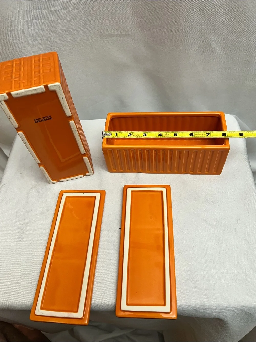 Daniel Ballou Areaware Orange Ceramic Storage Containers With Lids Set of 2